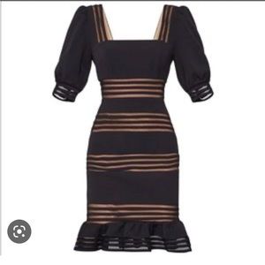 BCBG Maxazaria black puff sleeve mini dress